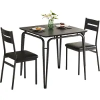 Bolt Eettafelset - Voor Keuken & Kleine Ruimtes - 2-Persoons Vierkante Eetkamertafel met Stoelen - Rustiek Bruin - keukentafel - Zwart