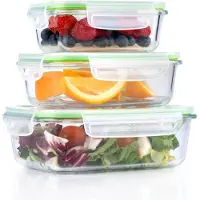 Core Meal Prep Bakjes Glas - vershoudbakjes glas - mealprep bakjes Glas - 3x1050ml - magnetron met stoomventiel - Transparant - 21cm x 16cm x 13cm