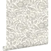 ESTAhome behang vintage bloemen grijs en wit - 50 x 900 cm - 132112