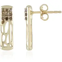 Cavill - Gouden oorbellen 9K geelgoud - 18 I2 Champagne Diamanten 0 097 ct - Rond geslepen - Elegant luxe dames sieraden 13 mm