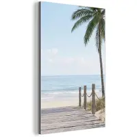 MuchoWow Aluminium schilderij 120x180 cm - Wanddecoratie metaal - Palmbomen - Pad - Horizon - Metalen muurdecoratie woonkamer - Decoratie industrieel - Foto op dibond - Industriële accessoires slaapkamer