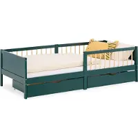 Homestyle4u Kinderbed - 90x200 cm - houten bed - met 2 bedladen - Groen