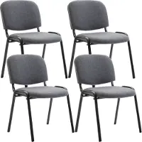 CLP Set van 4 gaststoelen, bekleed met stof, stapelbaar en met een modern design, kleur grijs