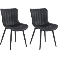 CLP Largo Set van 2 eetkamerstoelen - Zonder armleuning - Metaal frame - zwart Kunstleer