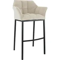 CLP Damaso Barkruk - met rugleuning - met armleuning - met voetsteun - cord - ribstof - zwart/creme