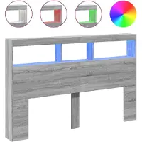 vidaXL Hoofdbordkast met LED-verlichting 160x17x102 cm grijs sonoma