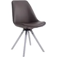 CLP bezoekersstoel Calais, ronddraaibaar, met ronde houten poten, bruin frame, witte bekleding