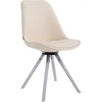 CLP bezoekersstoel Calais, ronddraaibaar, met ronde houten poten, crème kleurig frame, witte kleur