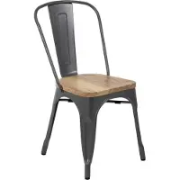 Bolero Stalen Stoelen Met Houten Zitting Grijs (4 Stuks) - GG708 - Horeca & Professioneel