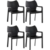 CLP Diva Set van 4 tuinstoelen - Stapelbaar - Weerbestendig - Met armleuningen - zwart