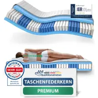 AM Qualitätsmatratzen - Hoogwaardig 7-Zone Pocketveringmatras 100x190 cm (H3) - 24 cm - Gemiddeld - Pocketvering Matras 100 x 190 - TENCEL Lyocell tijk - ergonomisch matras