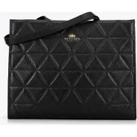 WITTCHEN Dames leren shopper met geometrische stiksels, zwart en goud