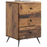 vidaXL Nachtkastje met lade Oud hout 43 x 41 x 66,5 cm Bewerkt hout