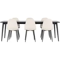Ebuy24 Ellis eethoek tafel 85x230cm en 6 velours stoelen zwart.