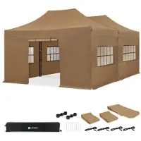 Vonroc Partytent - 6x4.5 m - Premium easy-up Partytent | set incl. 2x Tent, Zijwanden en koppelsysteem – Beige