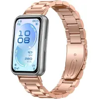 Strap-it Stalen band geschikt voor Huawei Band 11 / Huawei Band 11 Pro (Roségoud)