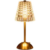 LONGZIMING -Diamantgeslepen Tafellamp - Kristallen Nachtlampje - Draadloze LED Lamp - Traploos Dimmen - Kleurengeheugen - Vintage Goud Design - Oogvriendelijk Licht - 1 Stuk