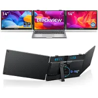 Blackview DCM5 Draagbare Monitor - 14-inch FHD Dubbel Scherm - Extra Scherm voor Laptops 13-17,3 inch - Ultradun Opvouwbaar - 100W PD Opladen- USB-C- Plug & Play - Grijs