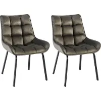 CLP Saranda Set van 2 eetkamerstoelen - klassiek - met zwart metalen frame - met rugleuning - Fluweel/antraciet