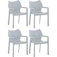 CLP Diva Set van 4 tuinstoelen - Stapelbaar - Weerbestendig - Met armleuningen - licht grijs