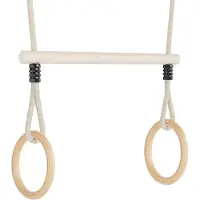 Salta Trapeze met Ringen - Verstelbaar - Van hout en Polyhemp touw