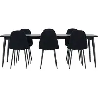 Ebuy24 Ellis eethoek tafel 85x230cm en 6 teddy stoelen zwart.