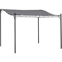 Merax Pergola 3x3 m – Tuinpaviljoen met Dak – Wand Pergola Metaal – Overkapping voor Terras & Tuin – Waterafvoer & UV-bescherming – Grijs