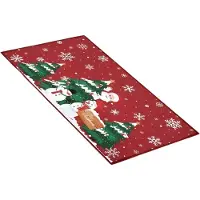 Happiq Kerst Deurmat - Voor voordeur en binnen/buiten - Antislip welkommat met kerstman en kerstboom - Rood - Maat: 40x60cm