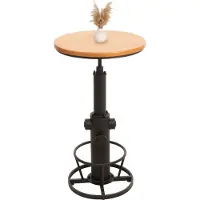 Mendler Bartafel -N20, bistrotafel countertafel, in hoogte verstelbare zwenkvoetsteun industrieel massief hout Ø 61 cm ~ natuur