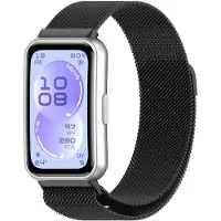 Strap-it Luxe Milanase band geschikt voor Huawei Band 11 / Huawei Band 11 Pro (Zwart)