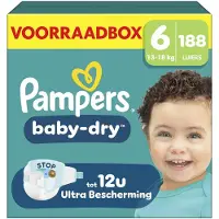 Pampers Baby-Dry Maat 6 - 188 Luiers - 13kg-18kg - Voorraadbox