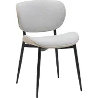 CLP Enid Eetkamerstoel - bezoekersstoel - met rugleuning en bekleding - metalen frame - Stof/natura/creme