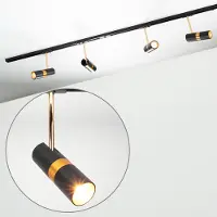 LumenXL 1-fase railsysteem set van 1,5 meter met Timeo spots, zwart en goud