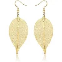 LGT JWLS Dames Oorbellen Blad - Oorhangers Leaf - Goudkleurige Sieraden