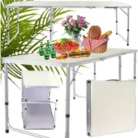 VERK Opvouwbare Tuin- en Kampeertafel – Groot 180 x 60 cm – Crème