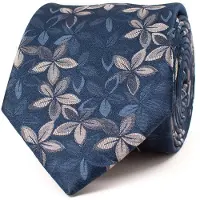 Tresanti stropdas donkerblauw bloemen print zijde