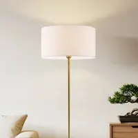 LumenXL Staande lamp Valya - goud met stoffen lampenkap