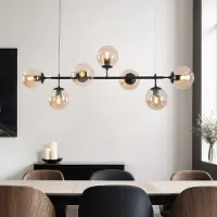 LumenXL Design hanglamp zwart frame en amber glazen bollen - Hepta