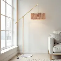 LumenXL Verstelbare vloerlamp met natuurlijke kap - Bask