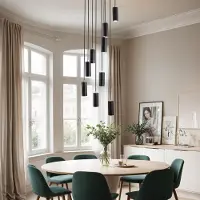LumenXL Design mat zwarte en zandgouden hanglamp 9-lichts - Hialeah