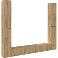 vidaXL Tv-wandkasten 6 st bewerkt hout artisanaal eikenkleurig