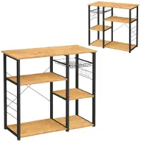 Begryf - Keukenrek - eikenkleur - met mand en haken - 90x40x84 cm