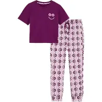 We fashion pyjama paars/lila Meisjes Stretchkatoen Ronde hals All over print - maat 158/164