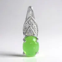 Cavill - Zilveren Hanger - 925 Sterling Zilver - Keizerlijk Chrysopraas 0.95ct - Witte Topaas 0.08ct - Elegante Ovale Cabochon