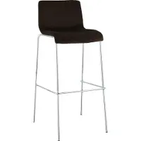 CLP Barkruk Hover - met rugleuning - vierpoot frame Chroom - velvet - fluweel - bruin/chroom