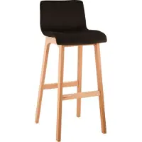CLP Barkruk Hover - met rugleuning - hout - vierpoot frame uit natura hout - velvet - fluweel - bruin/natura