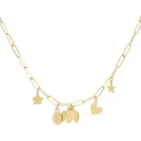 Yehwang Goudlief jolly charms ketting - Roestvrijstaal - Verkleurt niet