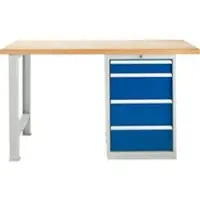 Schäfer Shop TOP-werkbank, Werkbank met kast, 4 schuifladen, basiseenheid, 1500 mm breed