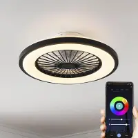 LumenXL Slimme zwarte plafondventilator incl. afstandsbediening, TUYA Wifi app en RGB functie - Starry