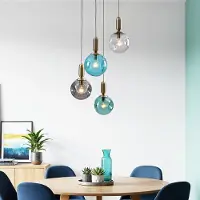 LumenXL 4-lichts hanglamp Kevin met golvend glas